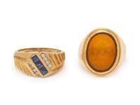 A Collection of Yellow Gold Rings,