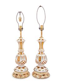 A Pair of Bohemian Glass Table Lamps