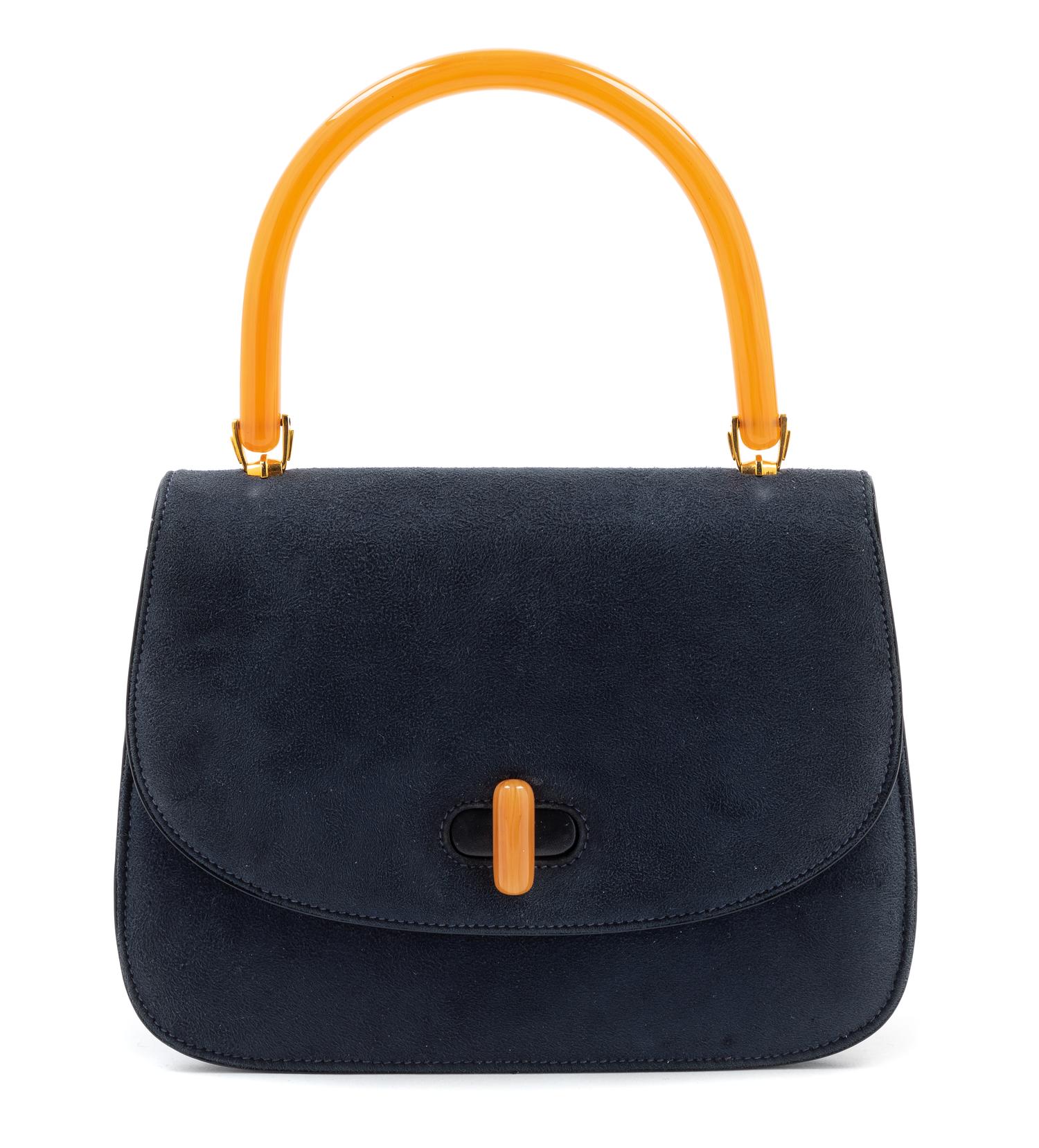 Blue Suede Gucci Handbag, 1980-90s
