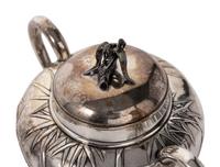 Three Japanese Silver 'Bamboo' Tea Wares