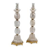 A Pair of Neoclassical Style Rock Crystal and Bronze Candlesticks