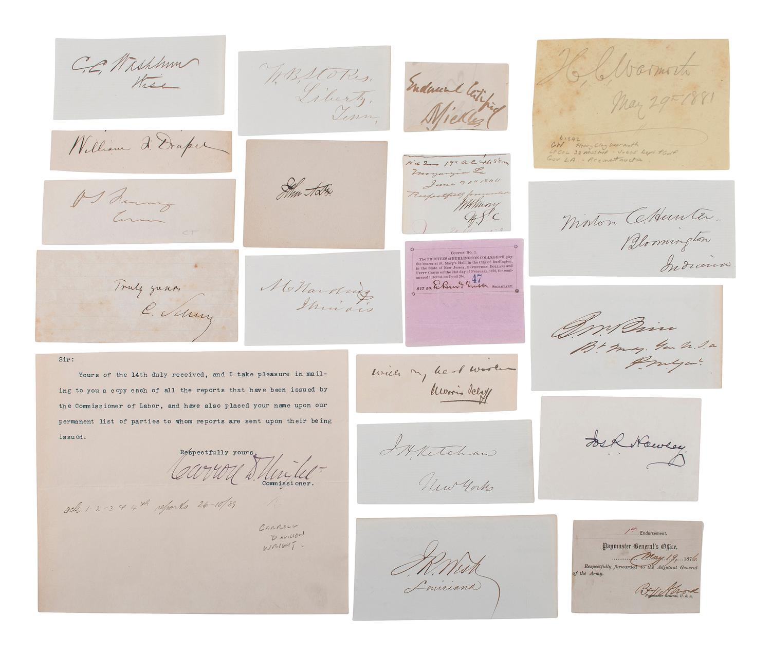 [CIVIL WAR]. Union officer signatures, Incl. Generals Webb, Butler, Terry, Miles, and O.O. Howard.