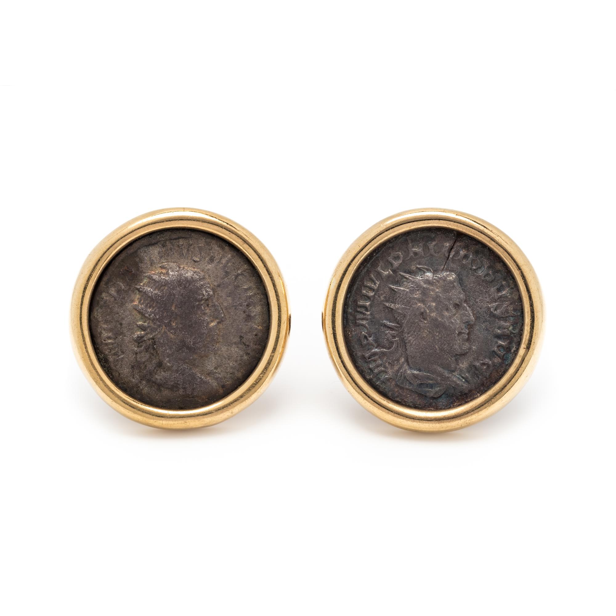 YELLOW GOLD AND ANCIENT COIN CUFFLINKS