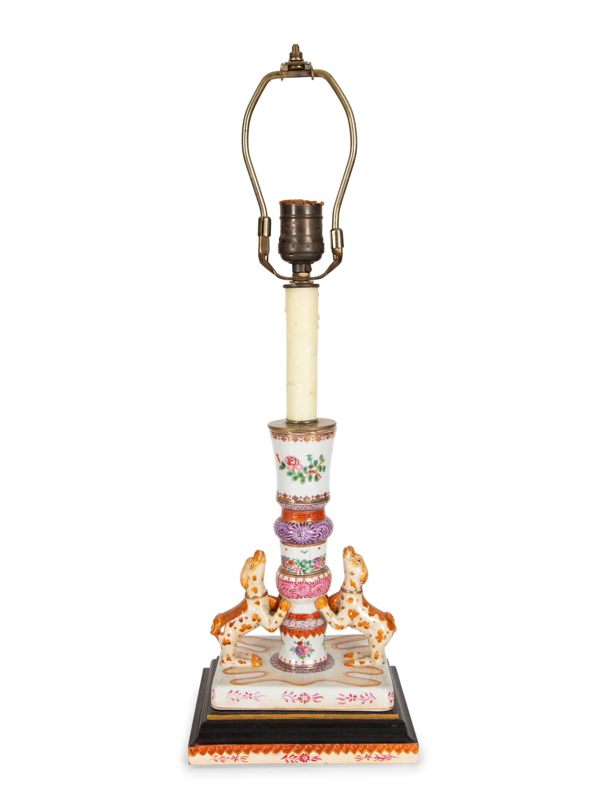 A Chinese Export Porcelain Candlestick