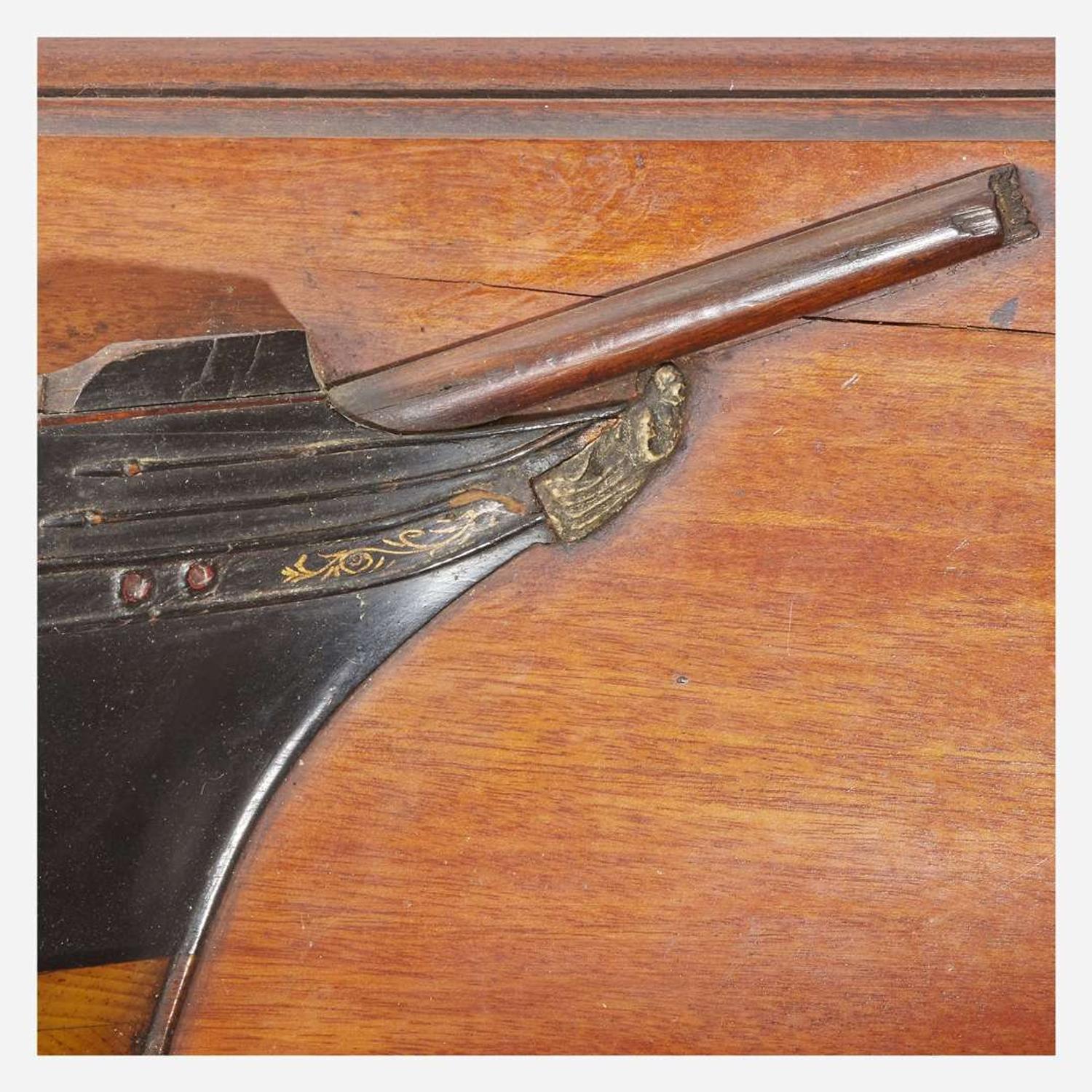 Two carved and painted half hull ship models late 19th/early 20th century