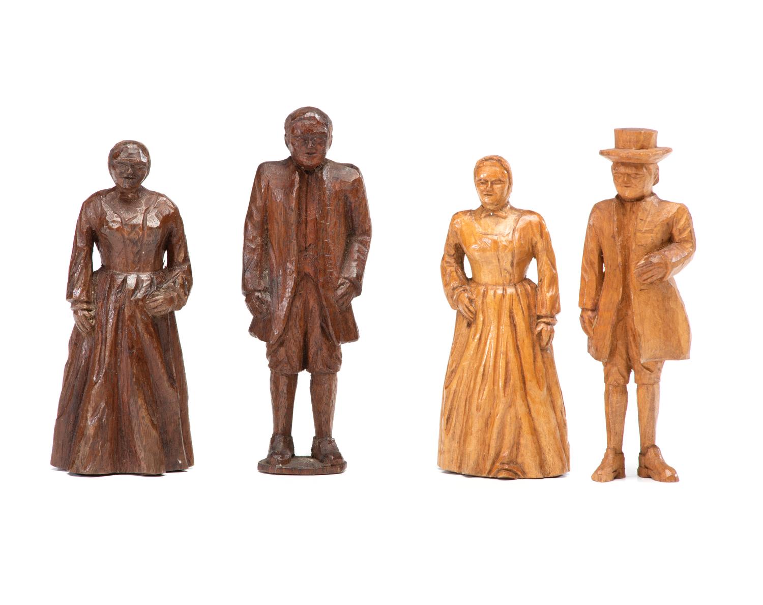 Four Carved Wooden Folk Art Figurines