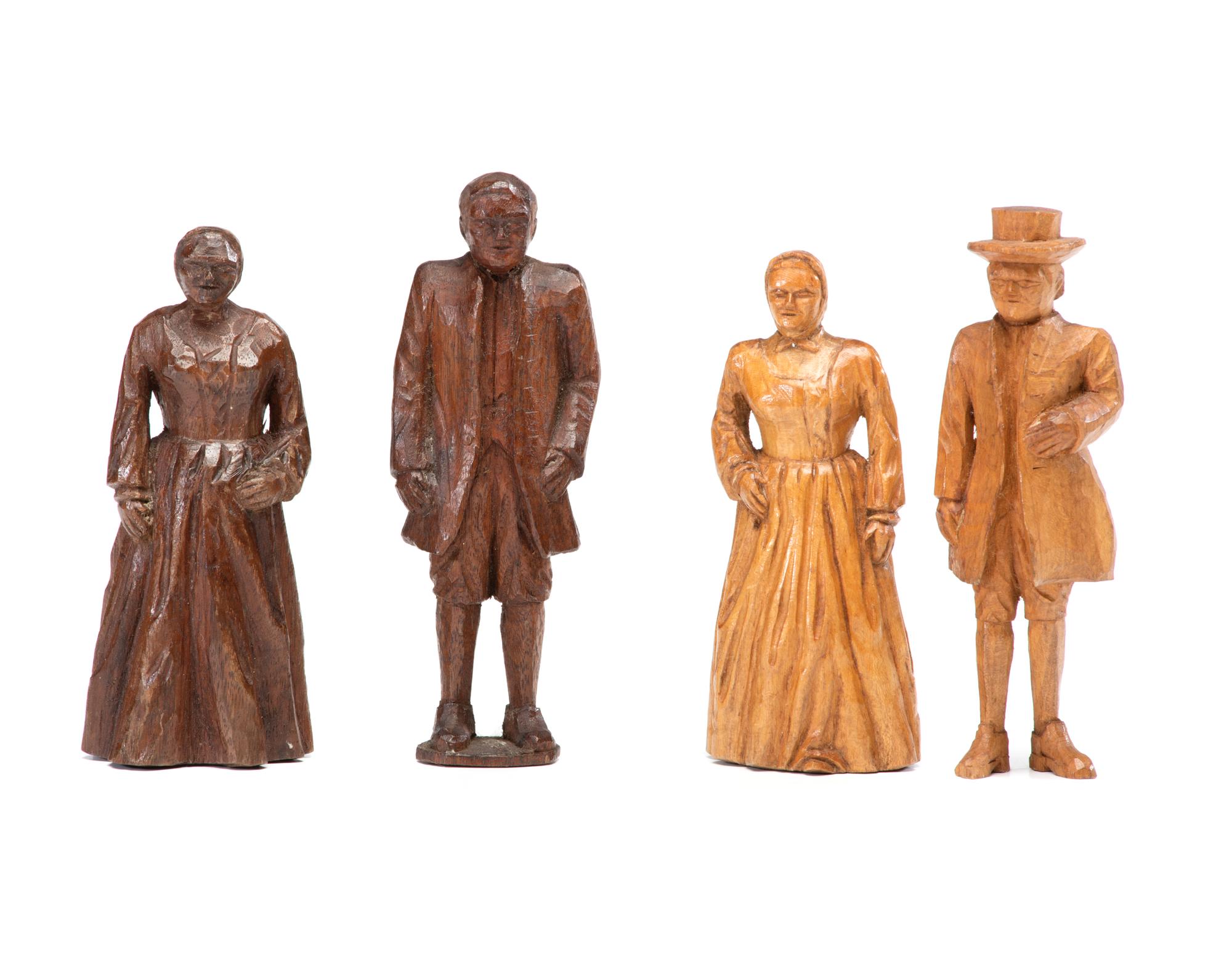 Four Carved Wooden Folk Art Figurines
