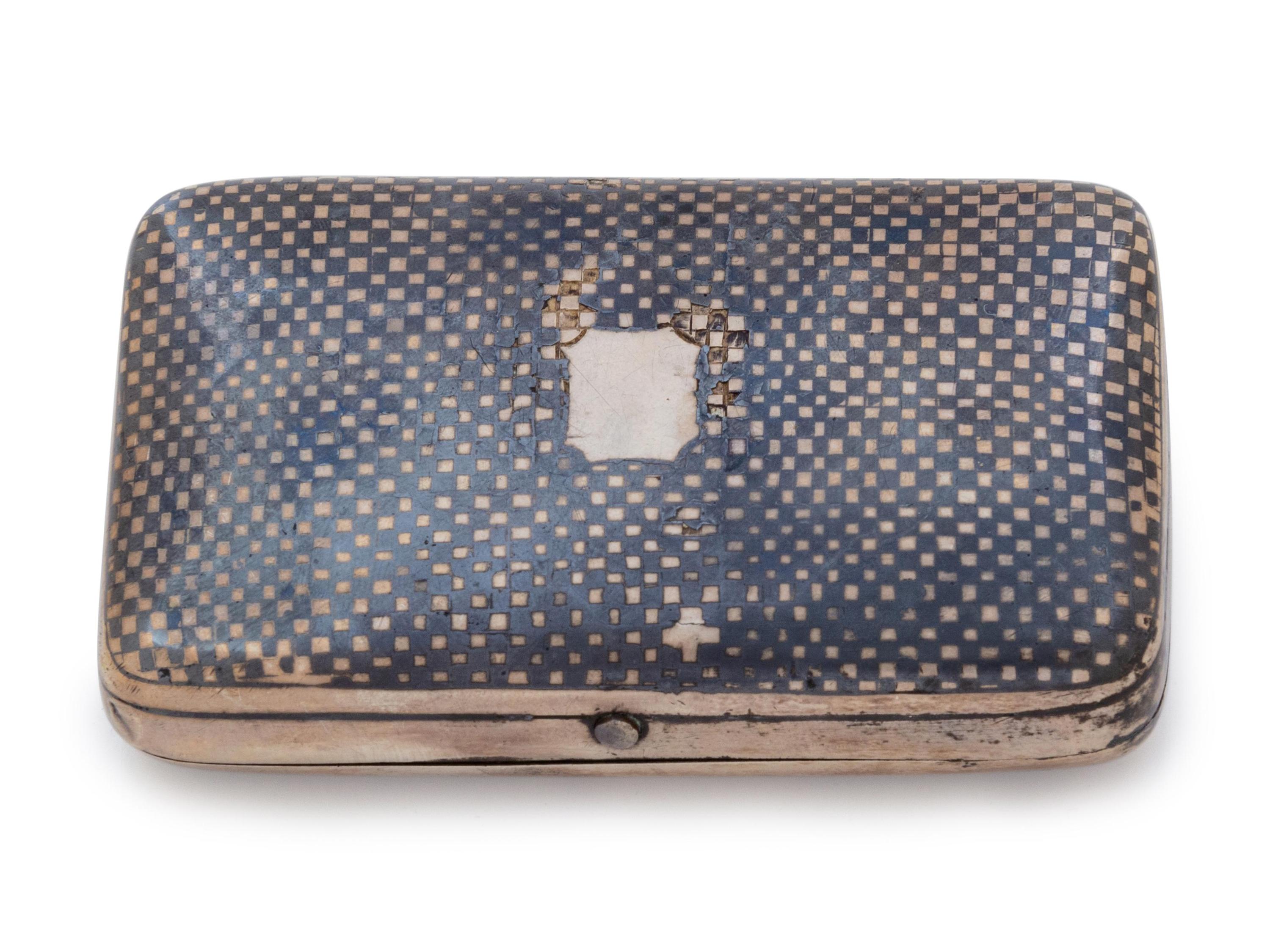 A Persian Silver and Niello Cigarette Case