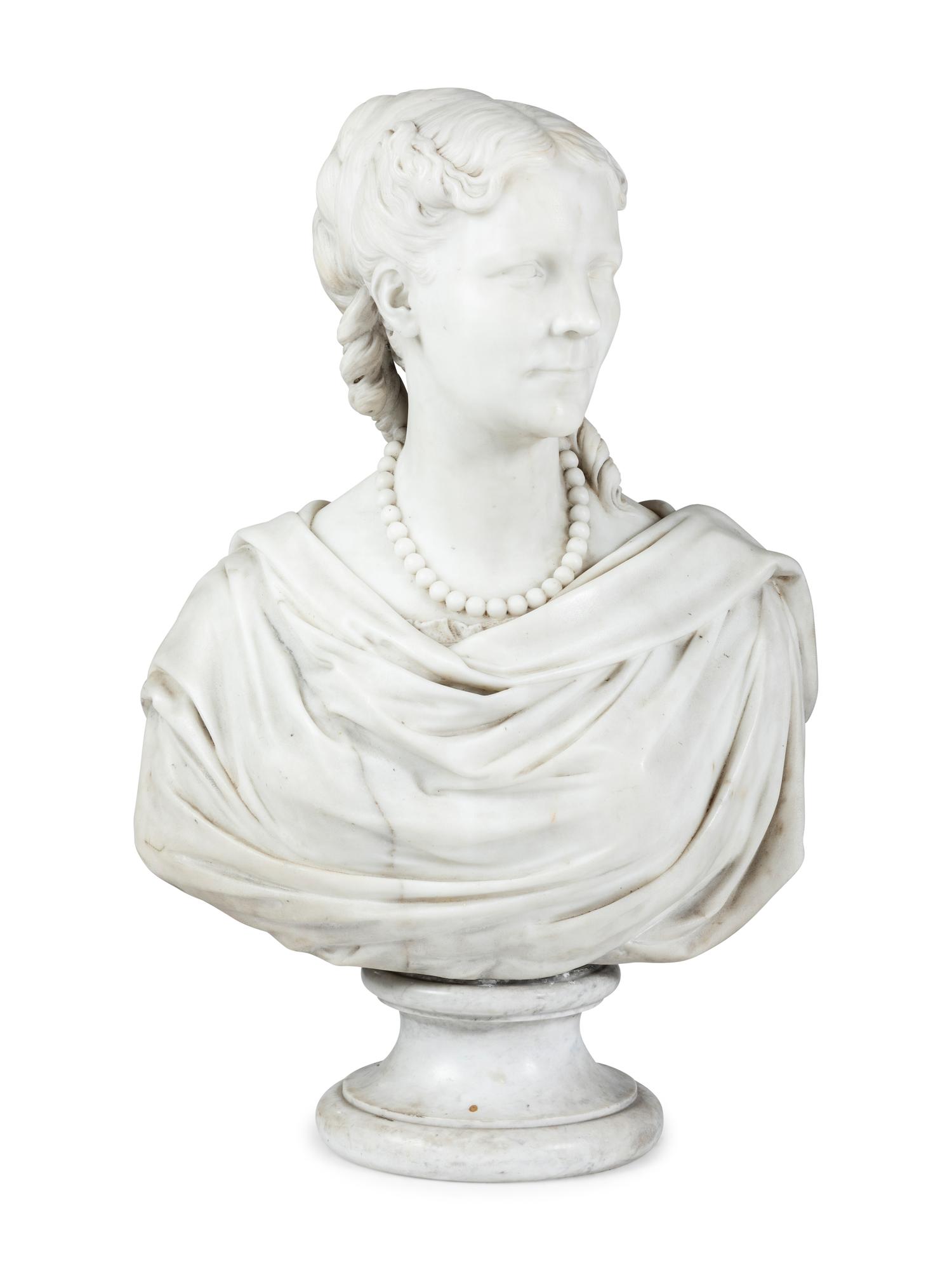 An English White Marble Bust of a Woman