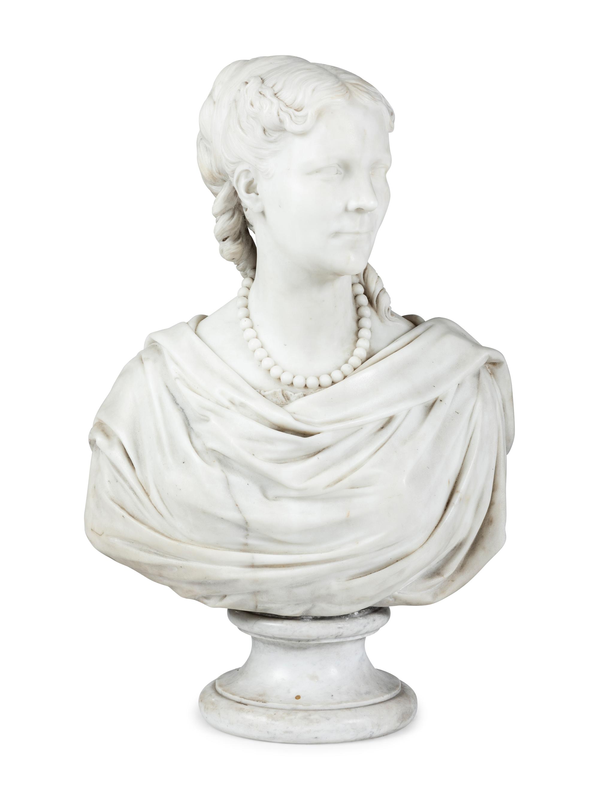 An English White Marble Bust of a Woman