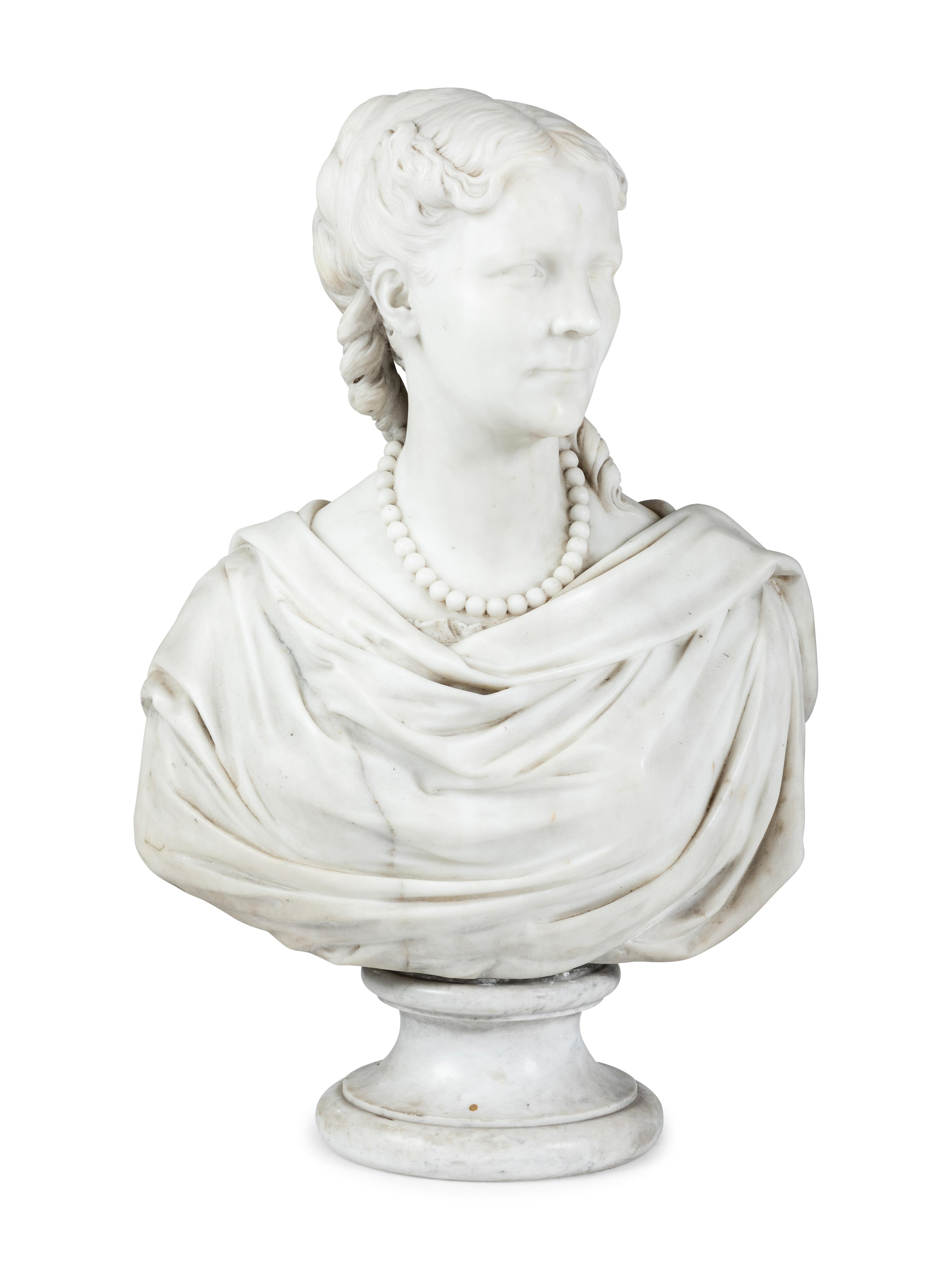 An English White Marble Bust of a Woman