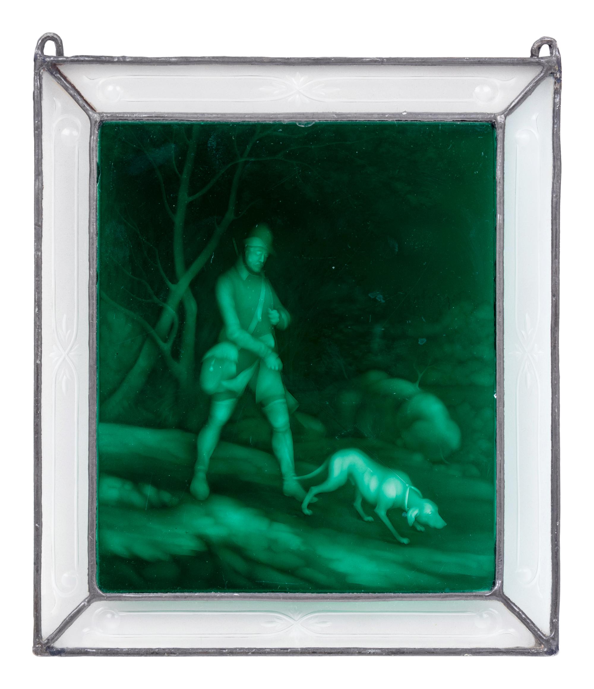 A Bohemian Glass Lithophane Panel