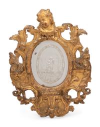 A Venetian Giltwood and Etched Glass Mirror