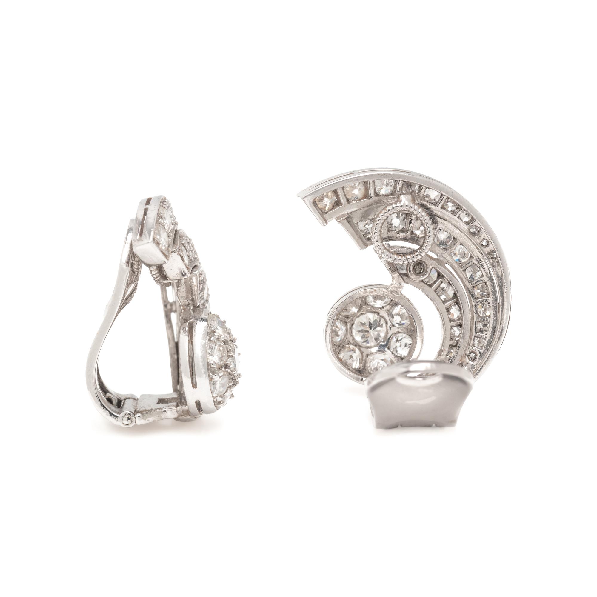 ART DECO, PLATINUM AND DIAMOND CLIP EARRINGS