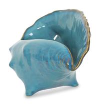A Roseville Blue Glazed Porcelain Model of a Conch Shell
