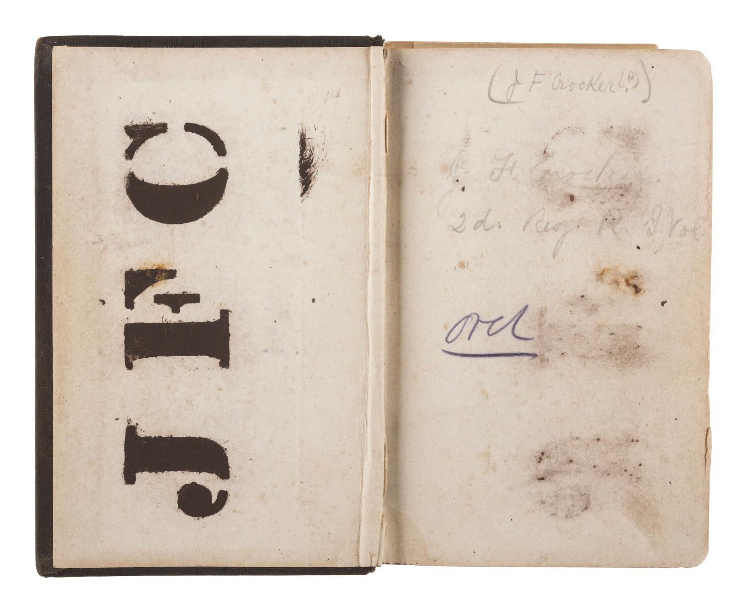 [CIVIL WAR]. Archive of items related to Elisha Hunt RHODES (1842-1917), 2nd Rhode Island Volunteer Infantry, incl. diary pages, battlefield map, and tactic manual for US Colored Troops.