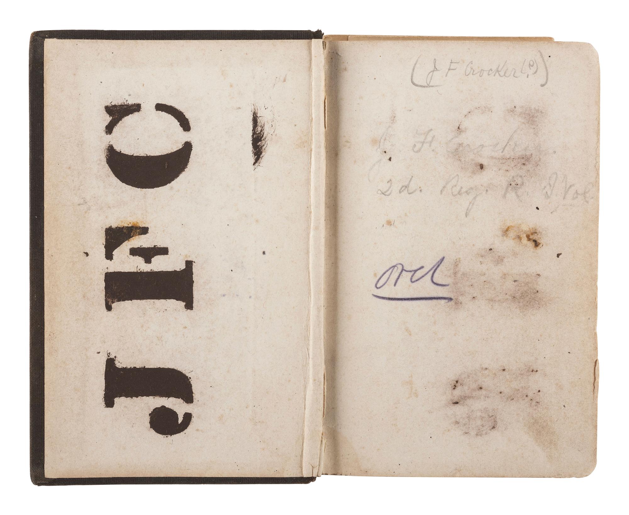 [CIVIL WAR]. Archive of items related to Elisha Hunt RHODES (1842-1917), 2nd Rhode Island Volunteer Infantry, incl. diary pages, battlefield map, and tactic manual for US Colored Troops.