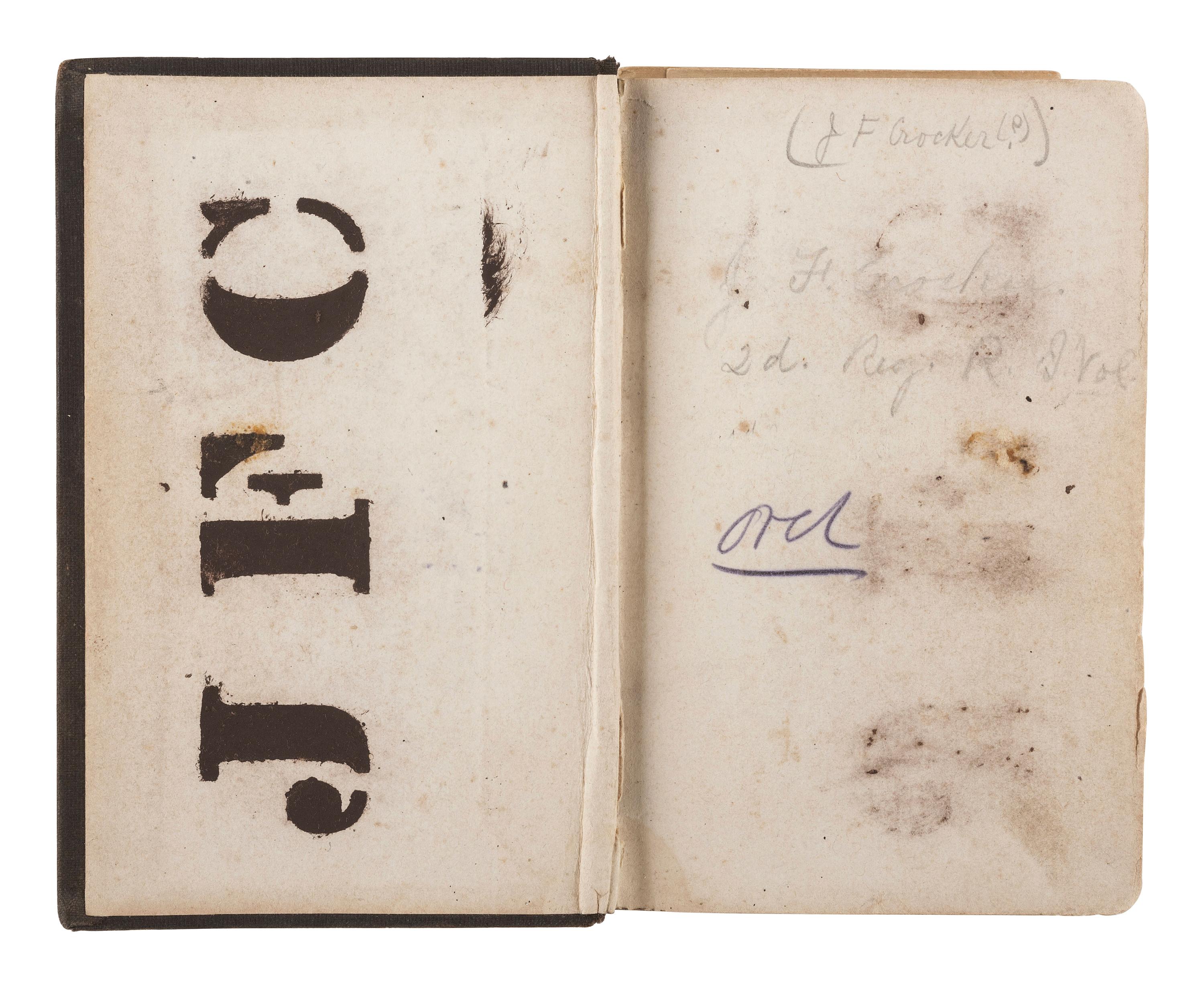 [CIVIL WAR]. Archive of items related to Elisha Hunt RHODES (1842-1917), 2nd Rhode Island Volunteer Infantry, incl. diary pages, battlefield map, and tactic manual for US Colored Troops.
