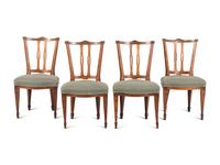 A Set of Four Dutch Fruitwood Dining Chairs