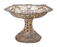 A Victorian Silver Pierce-Decorated Pedestal Dish
