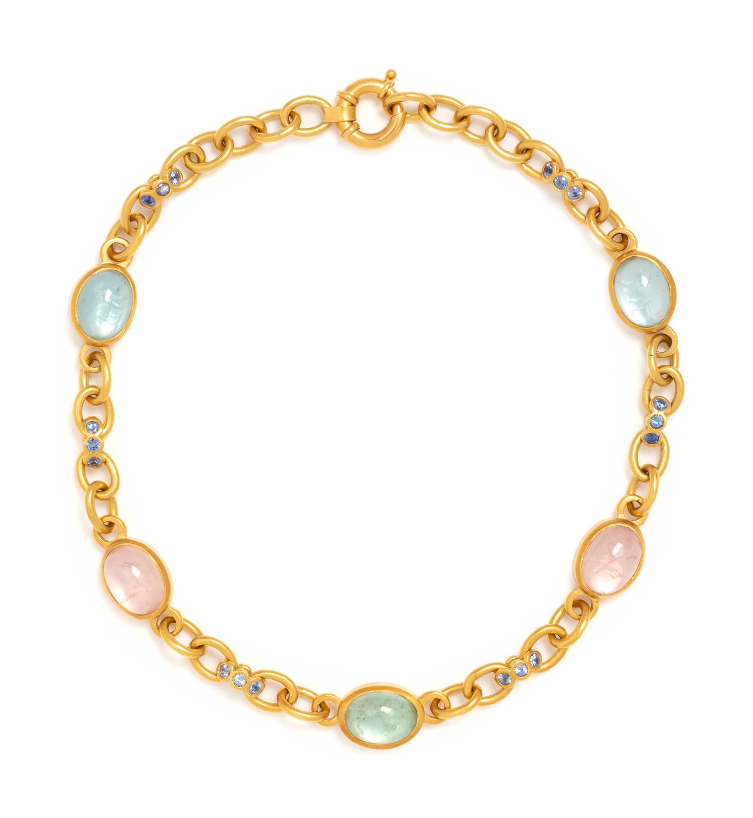 YELLOW GOLD AND MULTIGEM NECKLACE