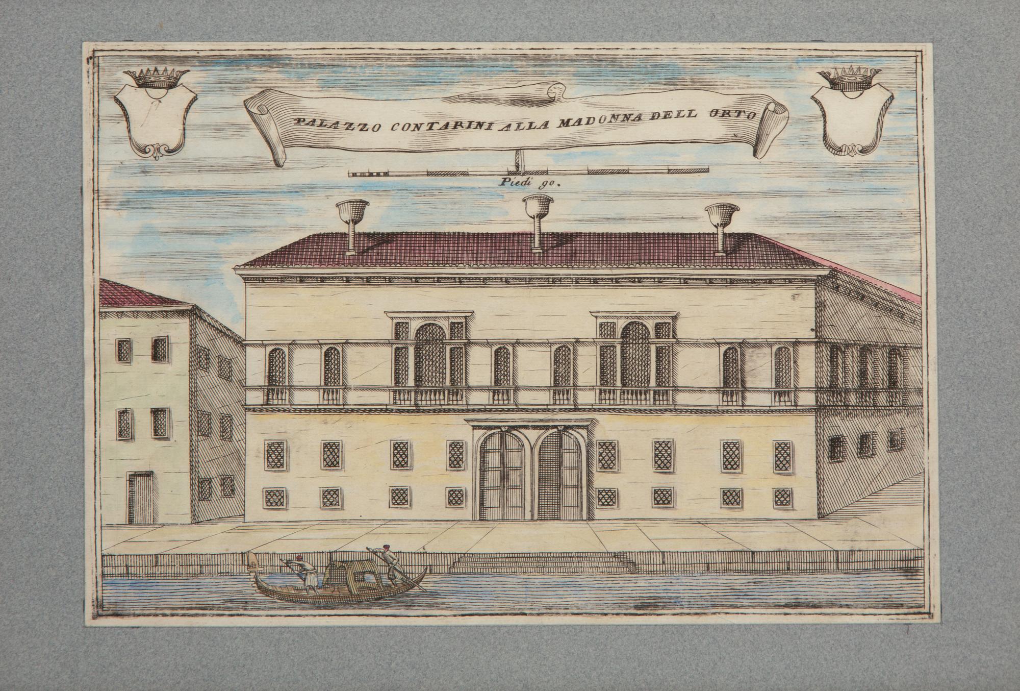 A Set of Nine Italian Hand-Colored Engravings Depicting Venetian Palaces