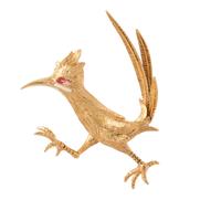 FRENCH, YELLOW GOLD ROADRUNNER BROOCH