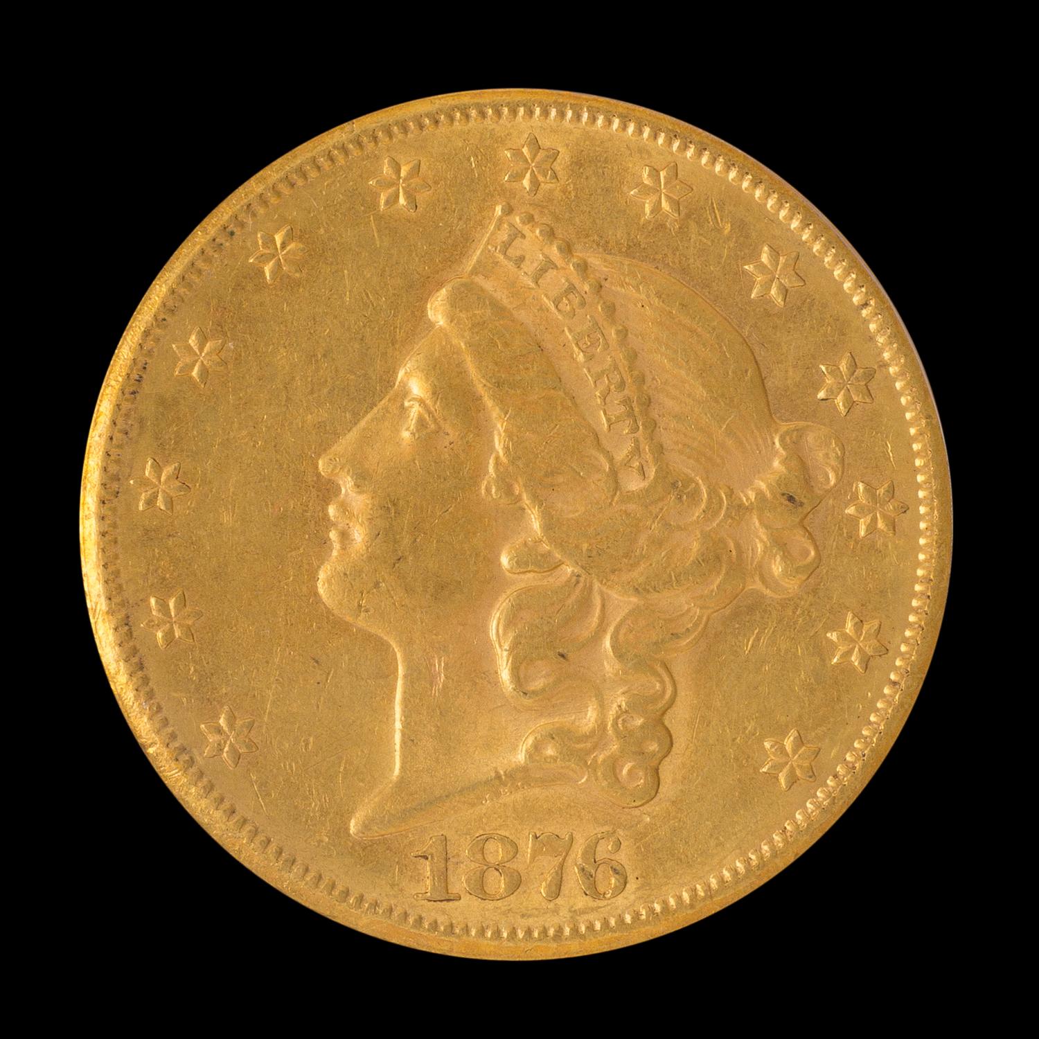 A United States 1876-CC Liberty Head $20 Gold Coin
