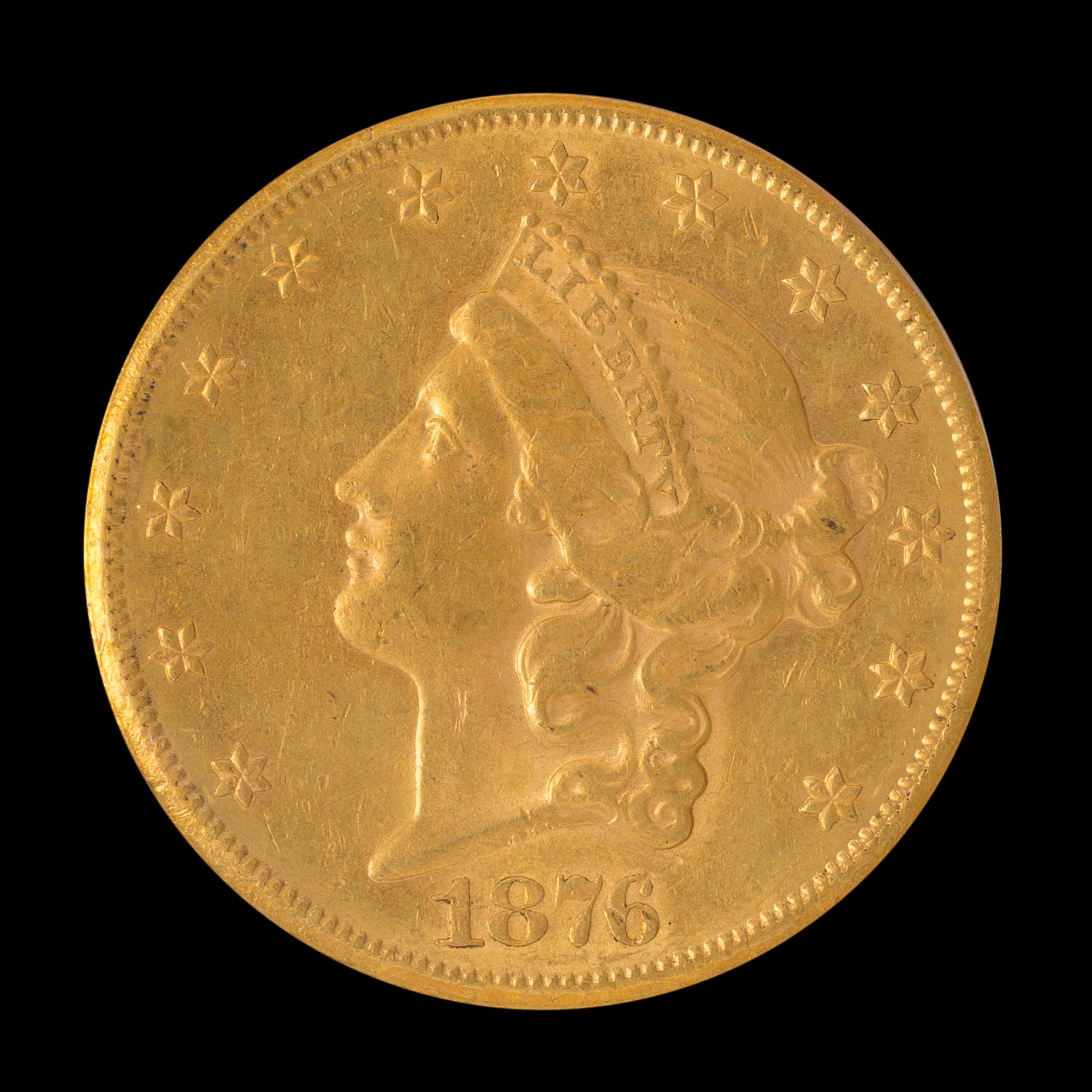 A United States 1876-CC Liberty Head $20 Gold Coin