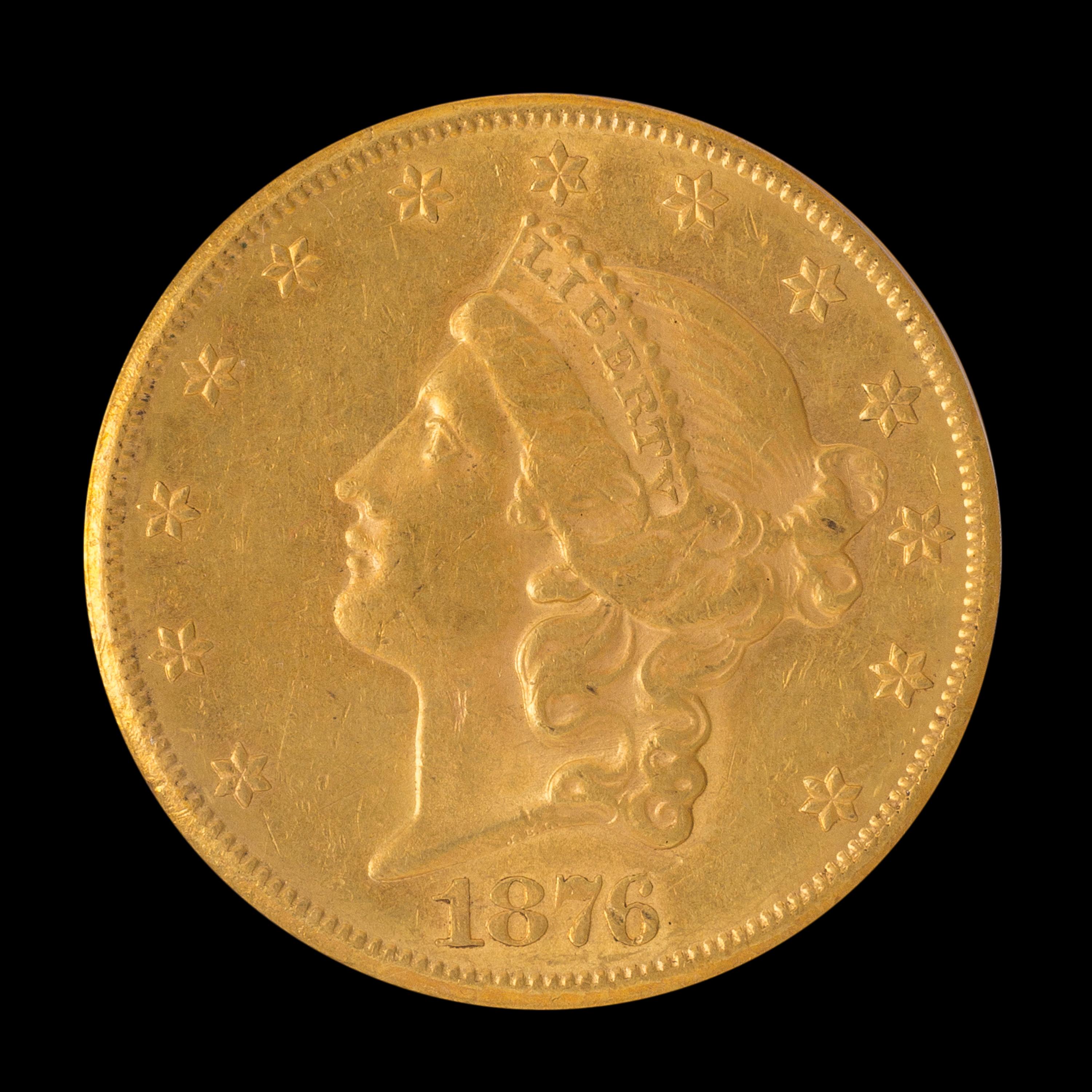 A United States 1876-CC Liberty Head $20 Gold Coin