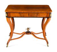 A Russian Neoclassical Part-Ebonized Bleached Mahogany Writing Table