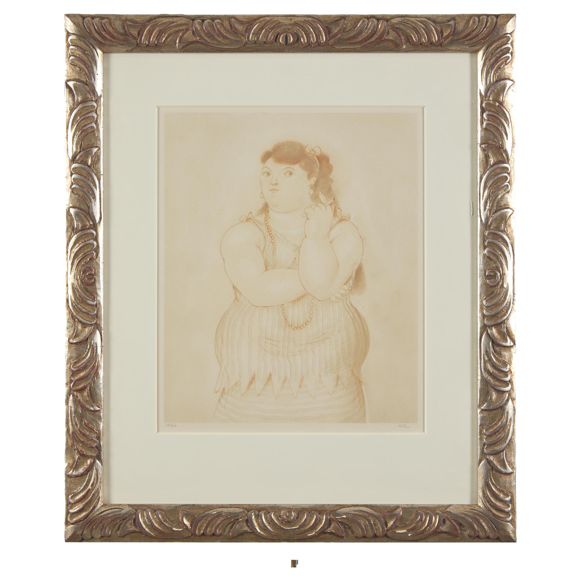 Fernando Botero (Colombian, 1932-2022) — Mujer fumando (from Botero: Dessins et Aquarelles ), 1984