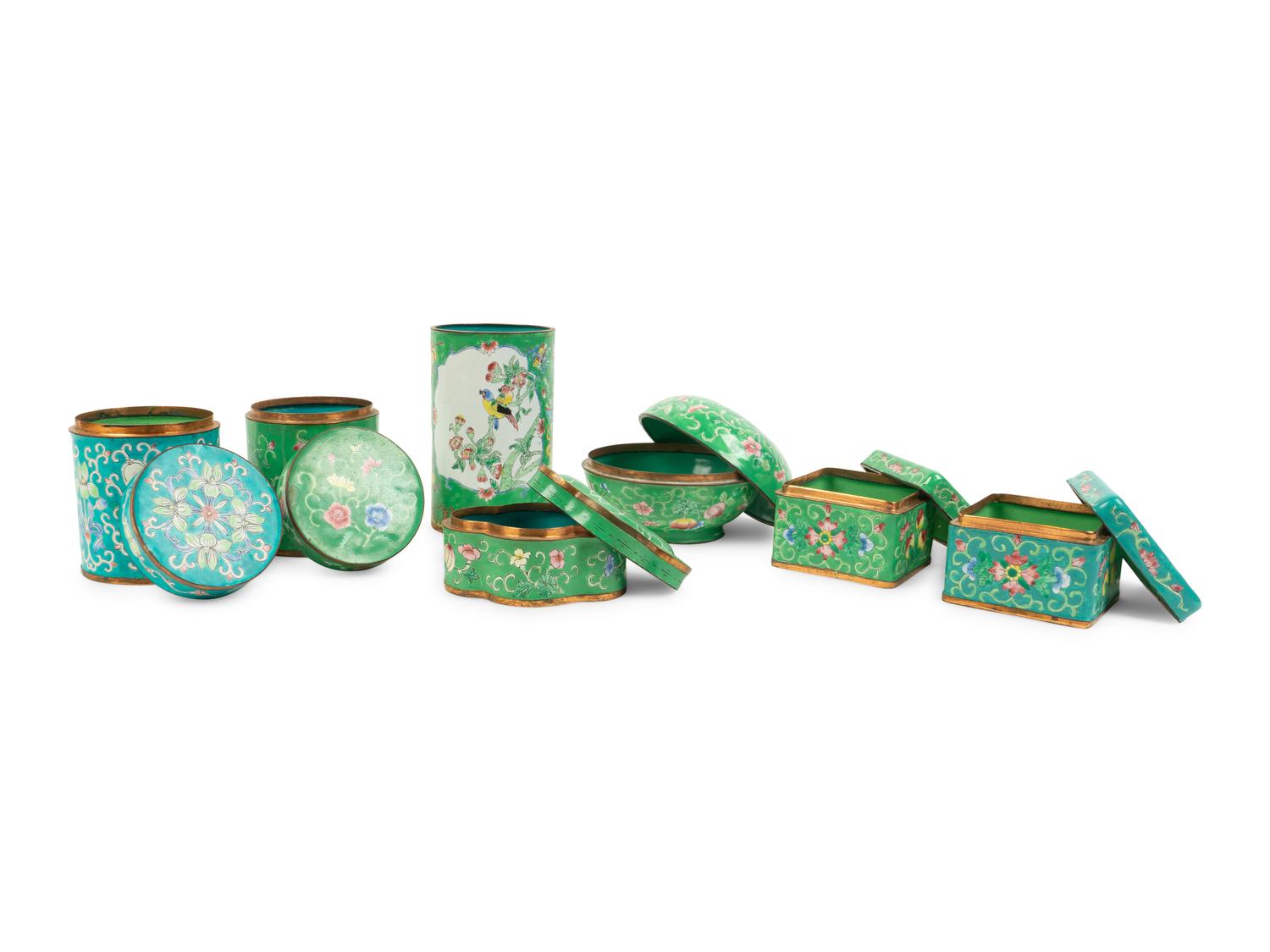 A Collection of Seven Chinese Enamel on Copper Articles — 19TH/20TH CENTURY