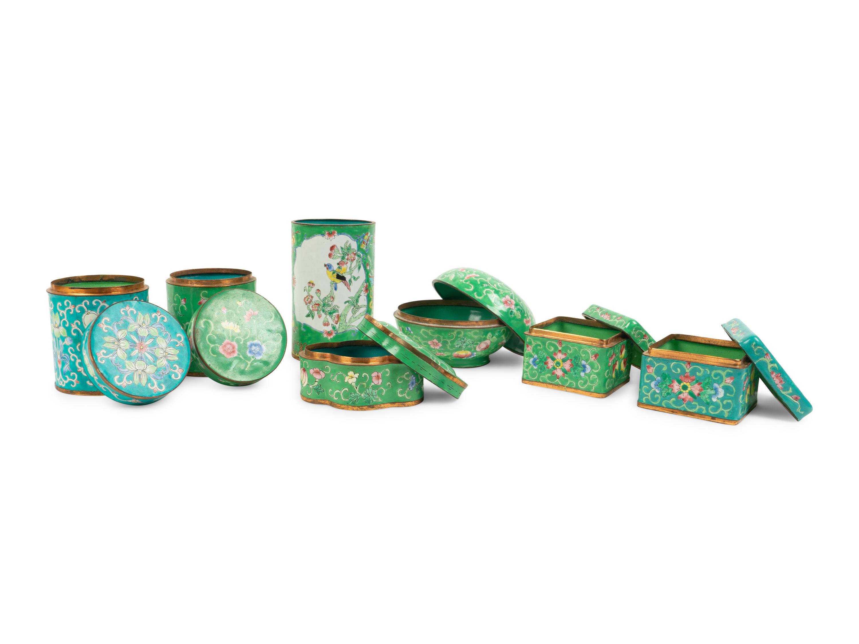 A Collection of Seven Chinese Enamel on Copper Articles — 19TH/20TH CENTURY