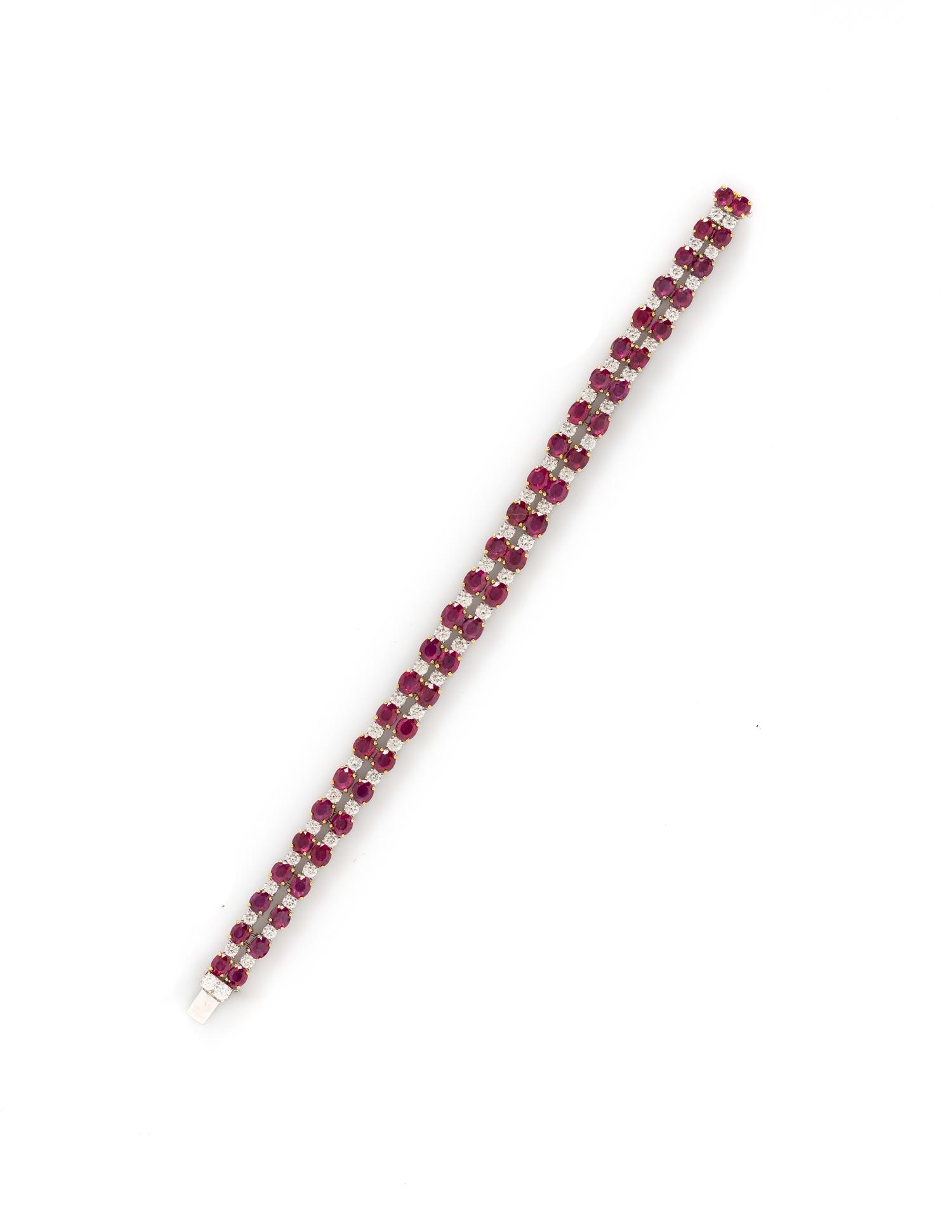 BURMESE RUBY AND DIAMOND BRACELET