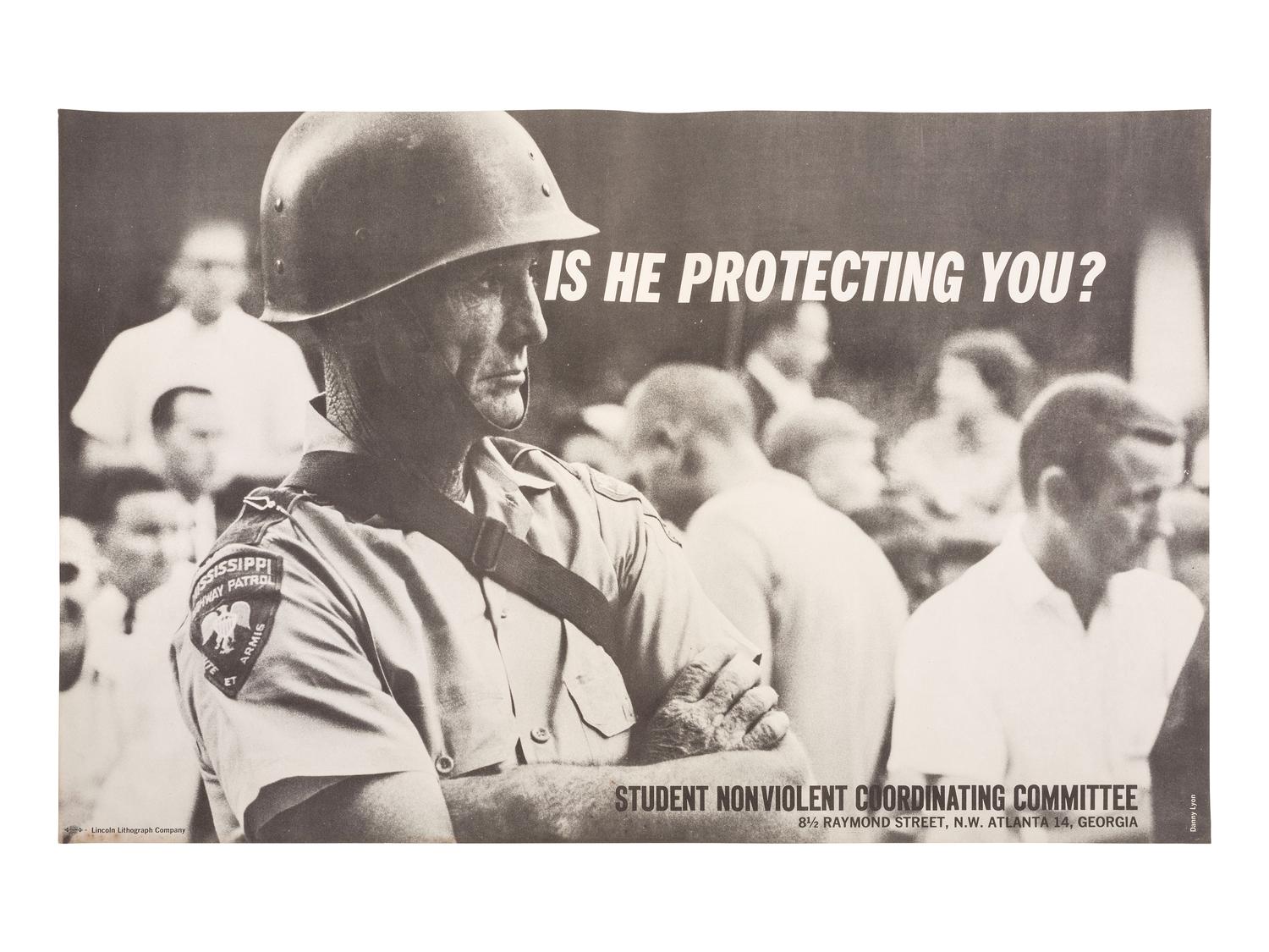 [CIVIL RIGHTS - SNCC] LYON, Danny, photographer. Is He Protecting You? Atlanta, GA: Lincoln Lithograph Company, [ca 1963-1964].