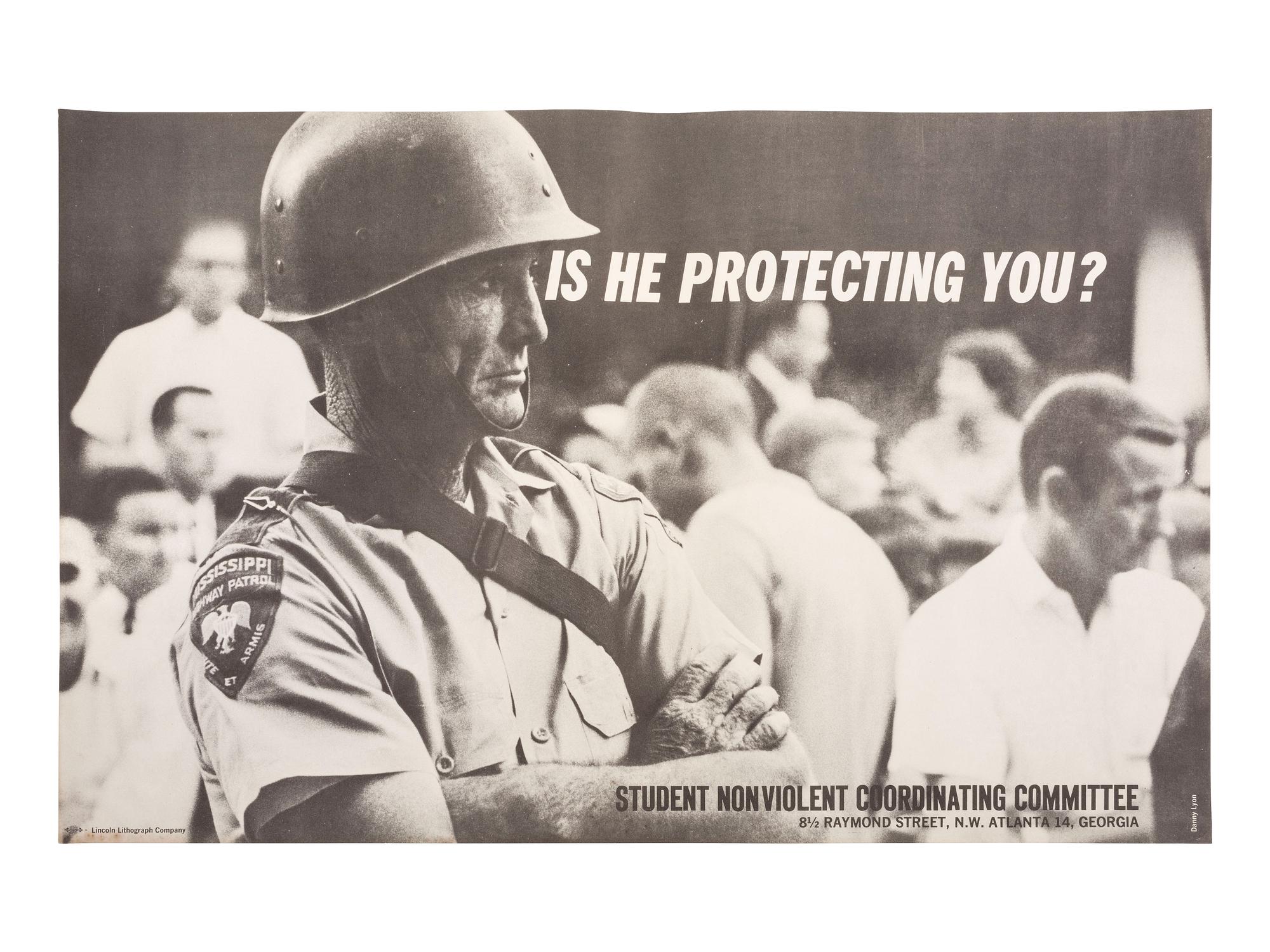 [CIVIL RIGHTS - SNCC] LYON, Danny, photographer. Is He Protecting You? Atlanta, GA: Lincoln Lithograph Company, [ca 1963-1964].