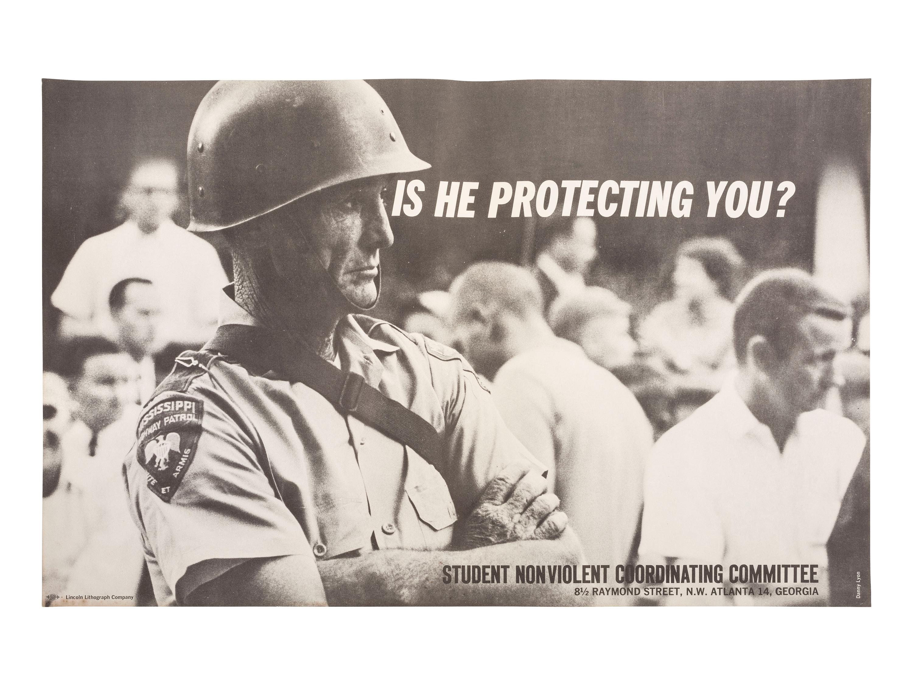 [CIVIL RIGHTS - SNCC] LYON, Danny, photographer. Is He Protecting You? Atlanta, GA: Lincoln Lithograph Company, [ca 1963-1964].