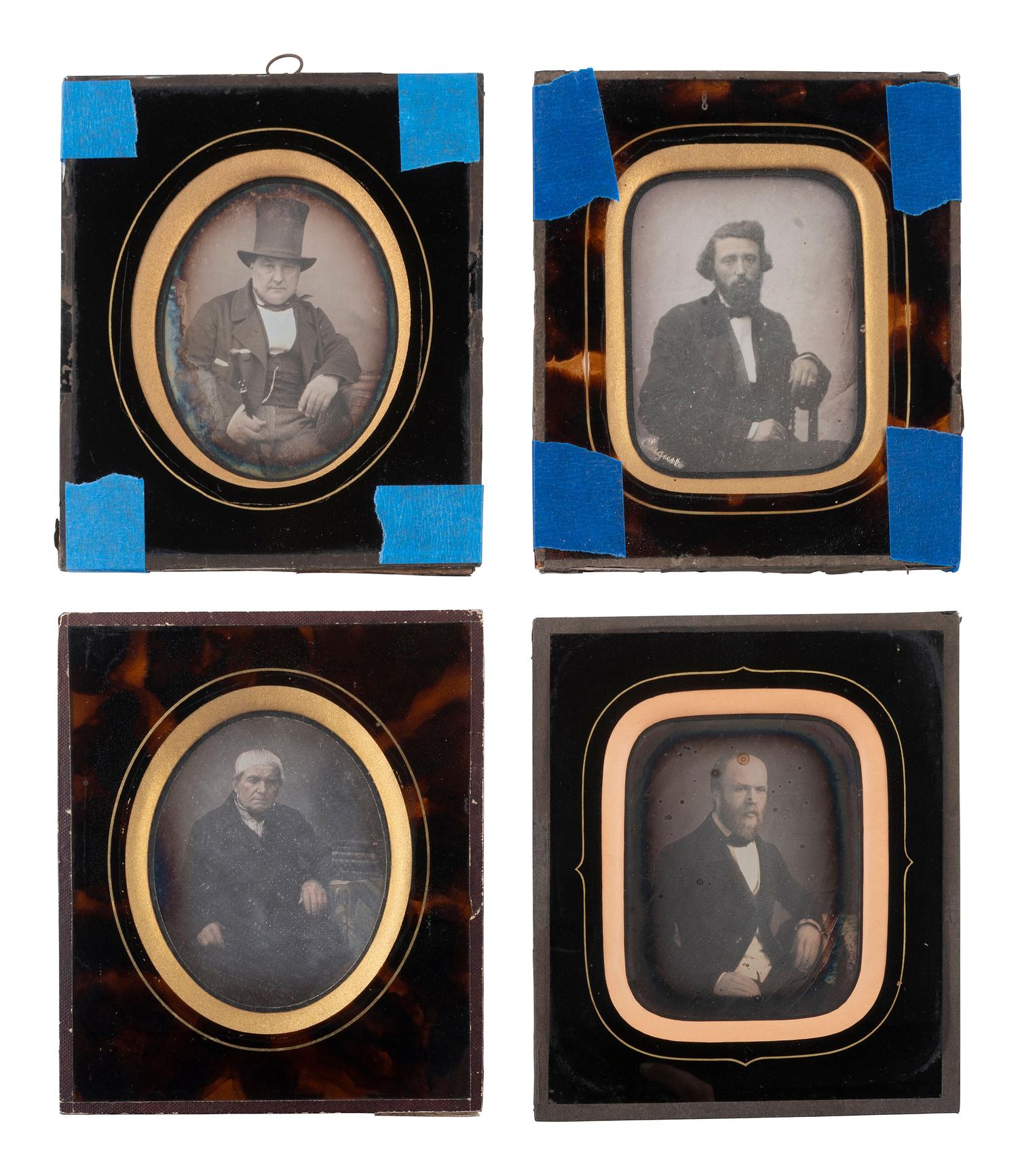 [EARLY PHOTOGRAPHY]. 15 European daguerreotypes of men housed in passe partout mounts.