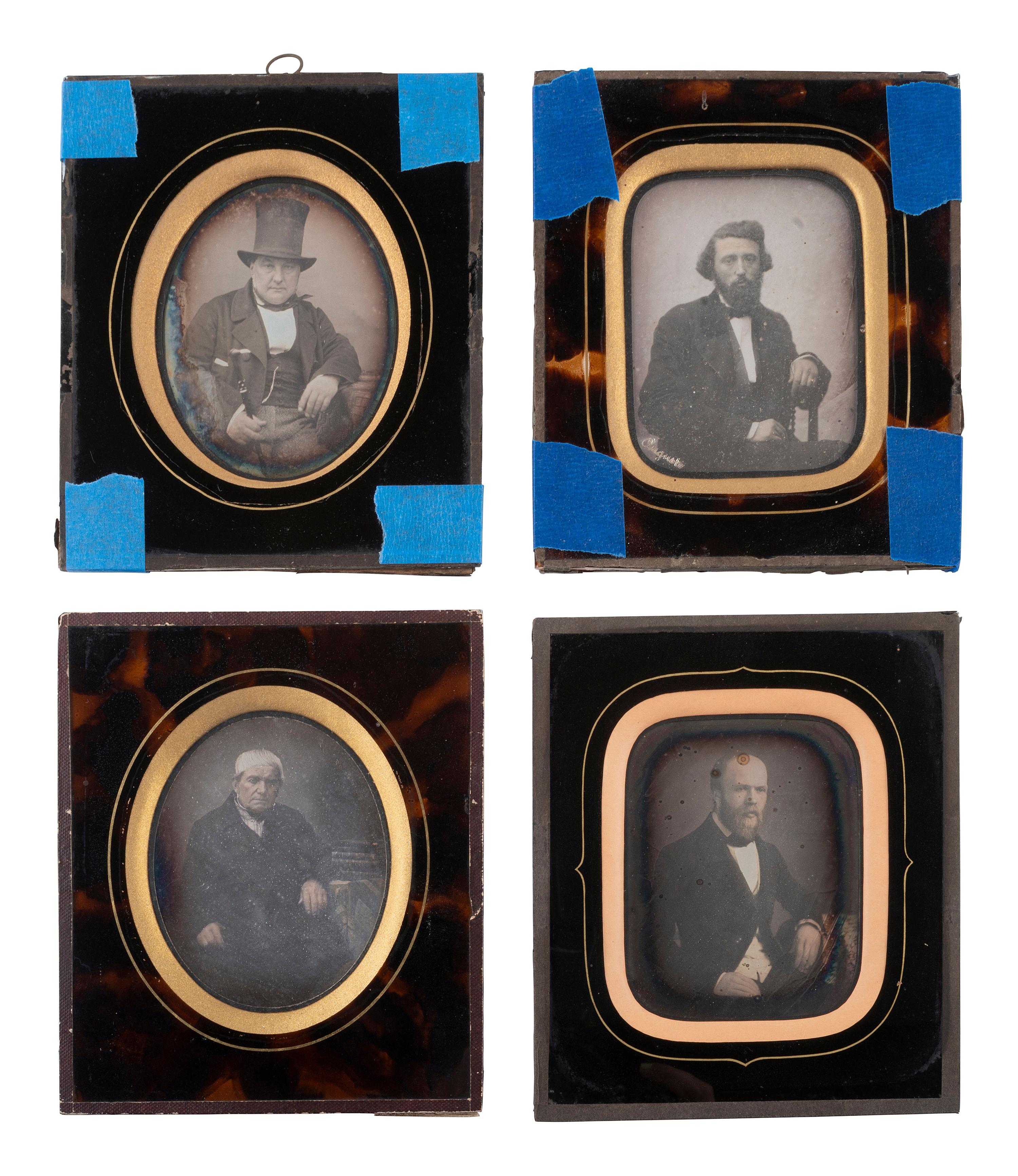 [EARLY PHOTOGRAPHY]. 15 European daguerreotypes of men housed in passe partout mounts.