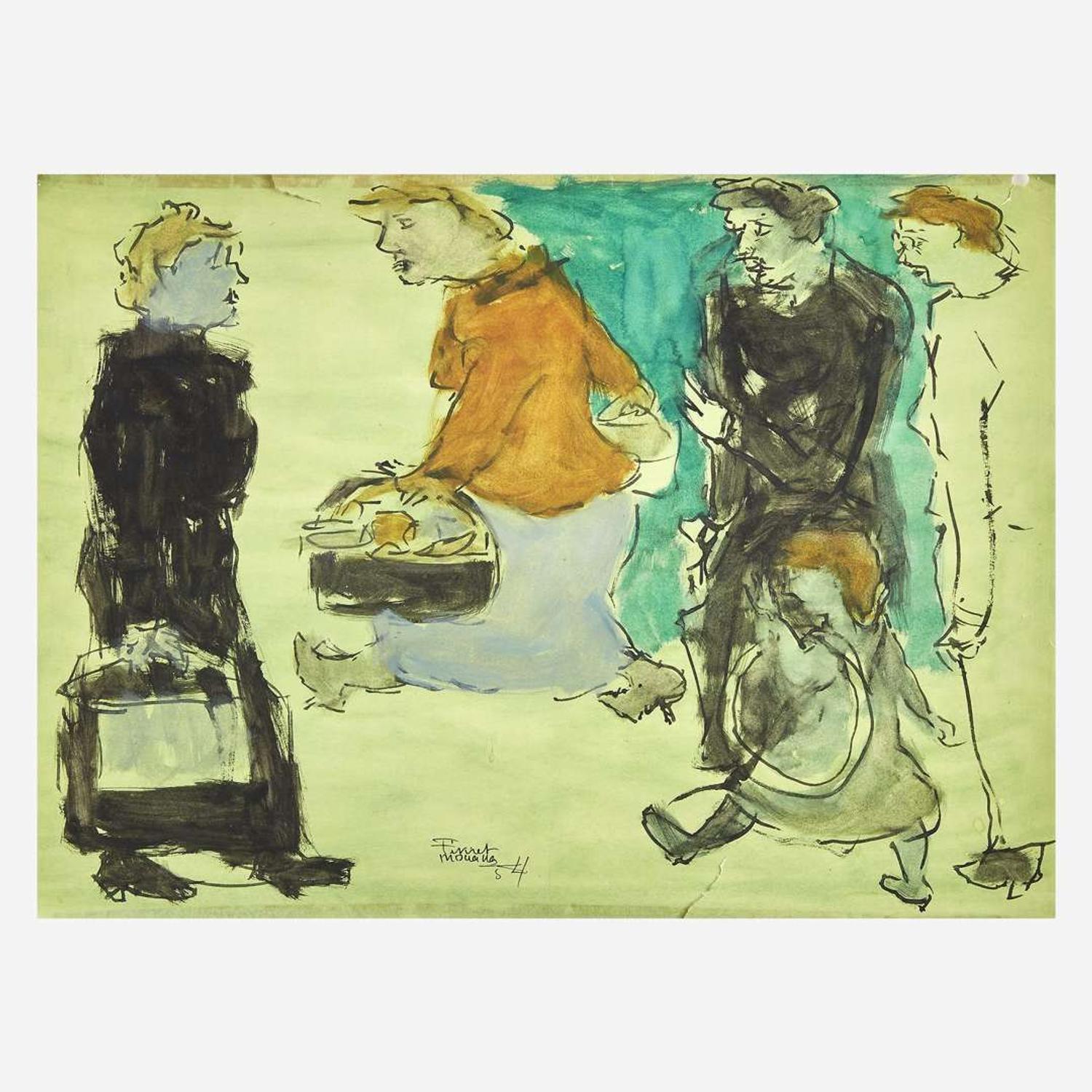 Fikret Mualla (Turkish, 1903-1967) Rue Animée