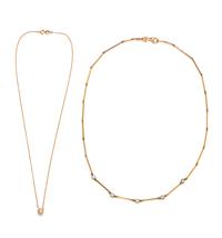COLLECTION OF YELLOW GOLD AND DIAMOND NECKLACES