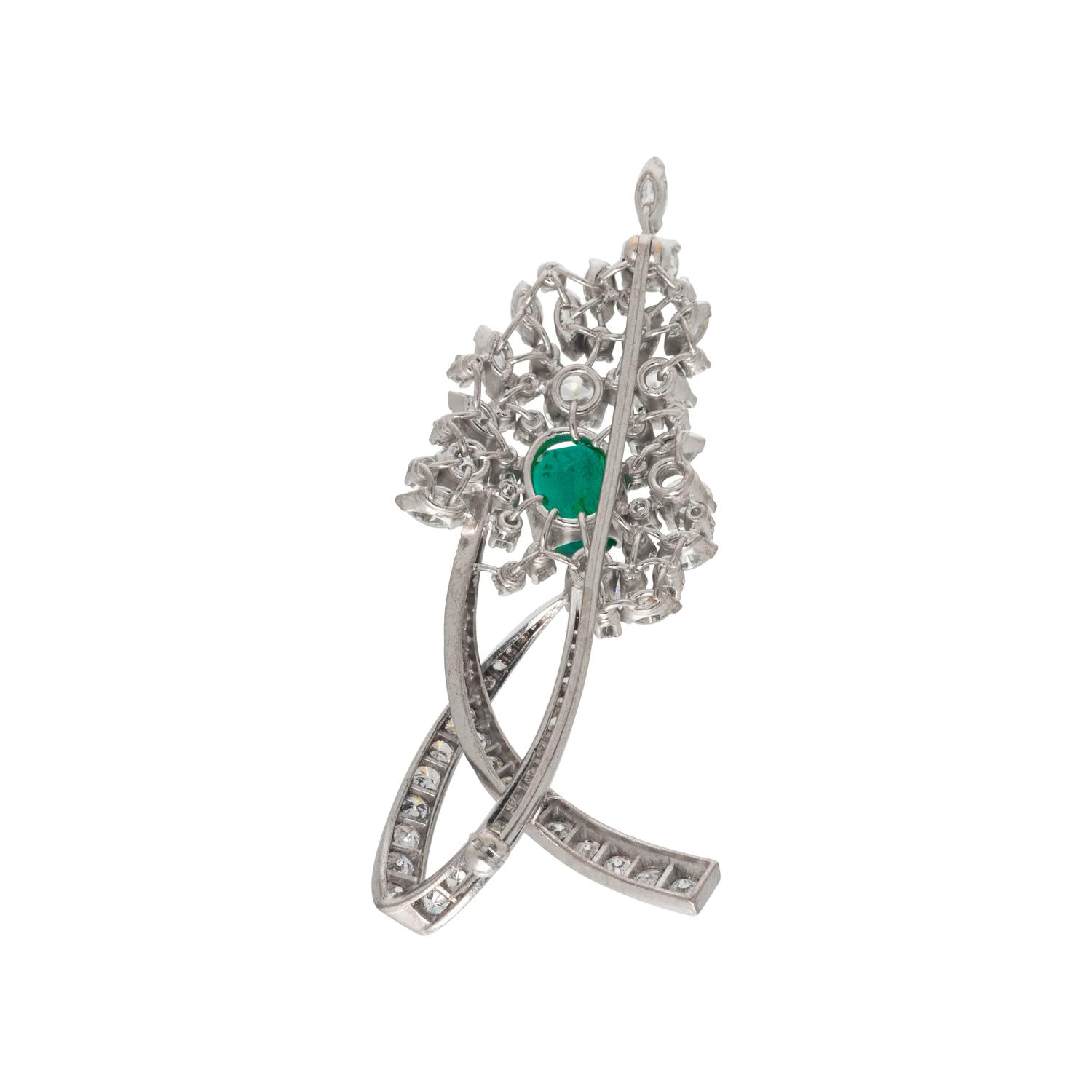 EMERALD AND DIAMOND BROOCH