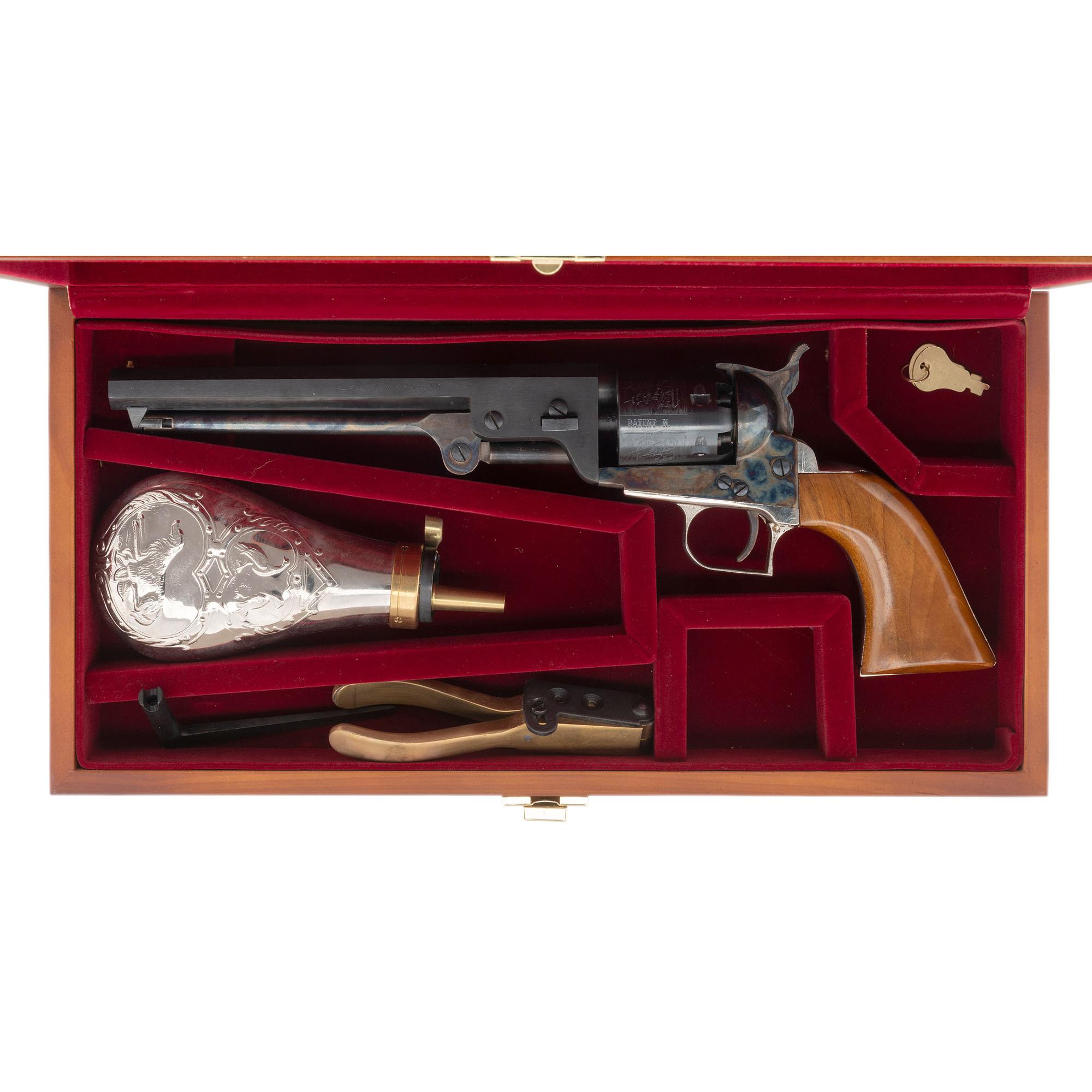Cased Lyman Replica Colt 1851 Square Back Navy Percussion Revolver with Accessories