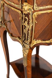 A Pair of Louis XV Style Gilt Bronze Mounted Marble-Top Tables