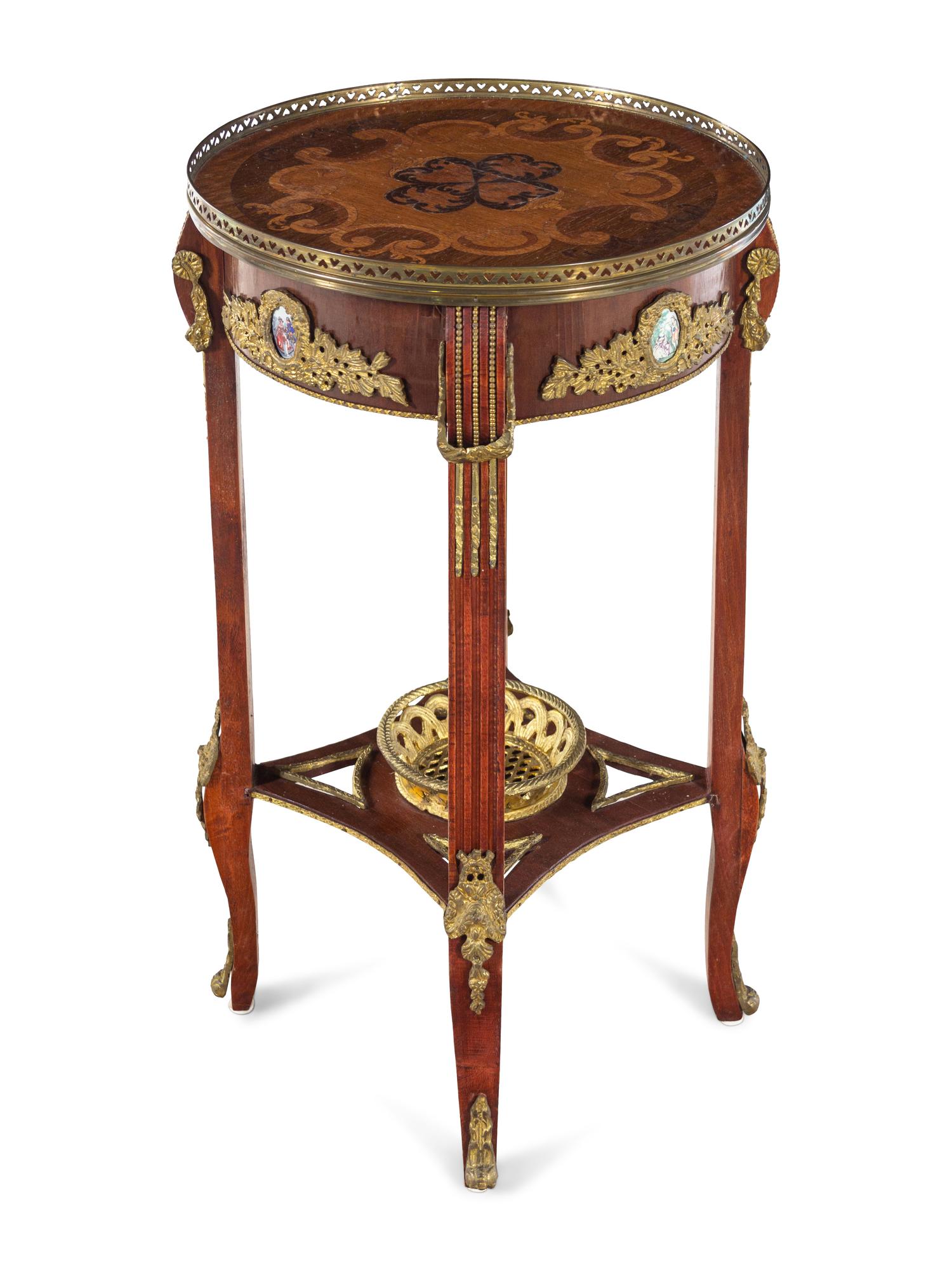 A Gilt Metal Mounted Side Table in the Manner of Adam Weisweiler