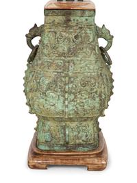 A Chinese Archaistic Bronze Vase Mounted as a Lamp