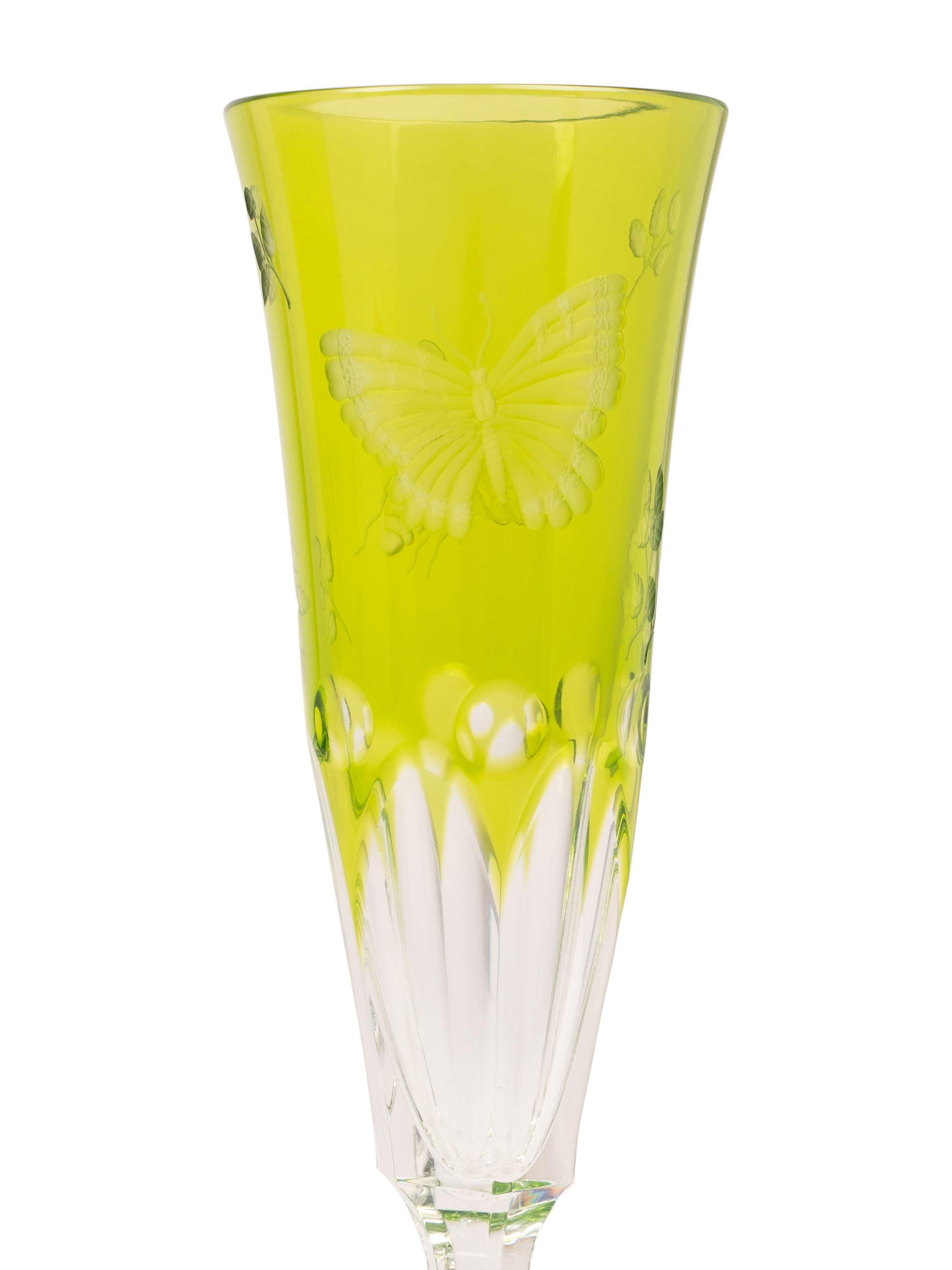 A Varga Cut-to-Clear Green Glass Stemware Service