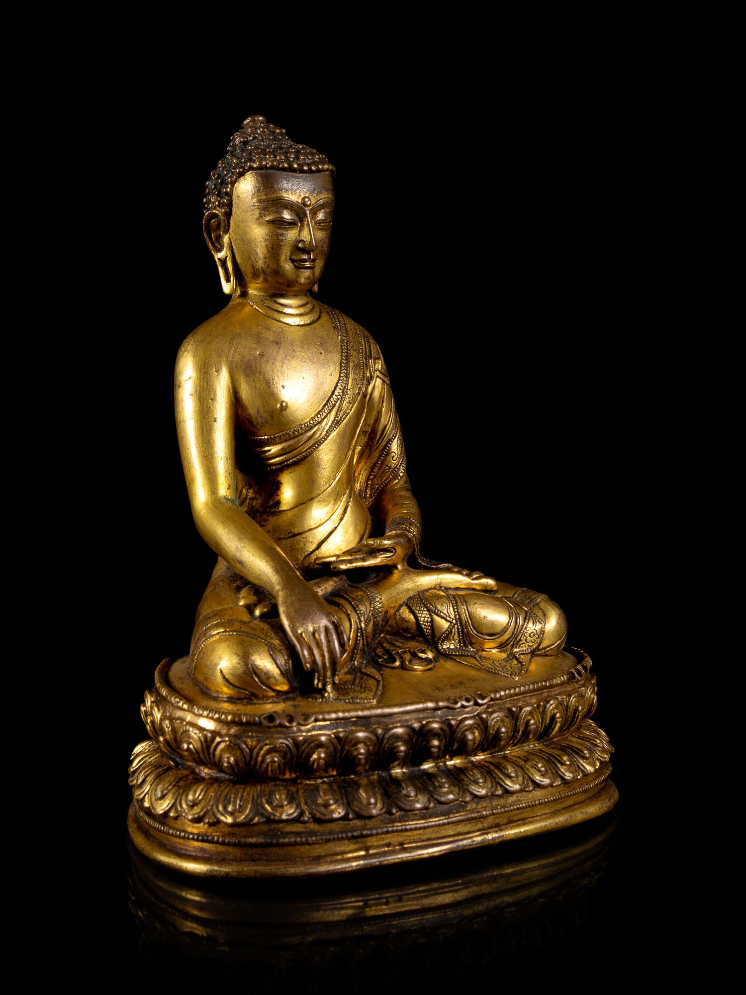 A Sino-Tibetan Gilt Bronze Figure of Buddha