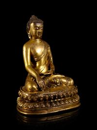A Sino-Tibetan Gilt Bronze Figure of Buddha